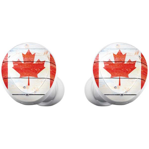 Canada Flag Light Wood Galaxy Buds Plus Skin